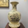 Bình Phú Quý Gốm Chu Đậu hoạ tiết Thuận Buồm Xuôi Gió H45 vẽ vàng 24k