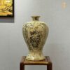 Mai bình H38 Gốm Chu Đậu Vẽ Vàng Hoạ Tiết Tứ Cảnh MBTL04