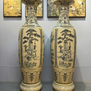 Lộc Bình Gốm Chu Đậu 1M55 Hoạ Tiết Lý Tứ Cảnh Cổ Đồ Men Gốm Truyền Thống LBTCCD01