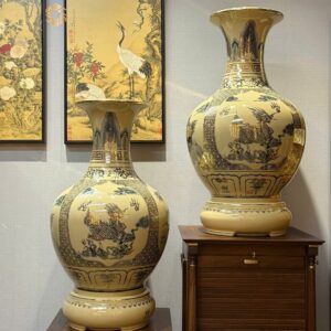 Cặp Bình Phú Quý H65 Long - Ly - Quy - Phụng Vẽ Vàng 24K Tinh Xảo, Quà Tặng Đẳng Cấp