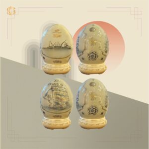 Quà Tặng Gốm Chu Đậu Trứng Tài Lộc Vẽ Vàng 24K H25, Thiết Kế Theo Yêu Cầu, Nâng Tầm Sự Kiện