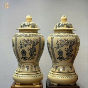 Cặp Choé H60 Tứ Cảnh Cổ Đồ Men Gốm Truyền Thống