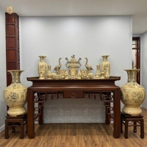 Bộ Đồ Thờ Vẽ Vàng 24K & Cặp Bình Phú H85 Vẽ Vàng 24K Tinh Xảo Ban 217cm