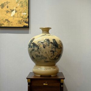 Bình Hút Lộc Gốm Chu Đậu H45 Hoạ Tiết Mã Đáo Thành Công Vẽ Vàng 24K HLMD06