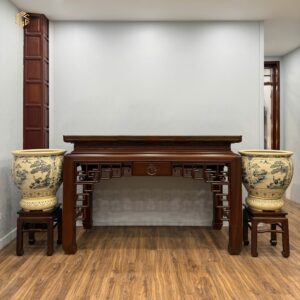 Cặp Thống Gốm Chu Đậu Tứ Cảnh Sơn Thuỷ F40 X H32 Men Gốm Truyền Thống