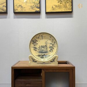 Đĩa Cảnh Hoa Sen Men Gốm Truyền Thống F35