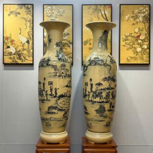 Lộc Bình Gốm Chu Đậu 1M35 Hoạ Tiết Vinh Quy Bái Tổ Men Gốm Truyền Thống.