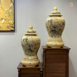 Cặp Choé H60 Hoa Sen Vẽ Vàng 24K Tinh Xảo