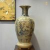Bảo Bình Gốm Chu Đậu Men Cổ Lam Hoạ Tiết Tứ Cảnh H95 Vẽ Vàng 24K