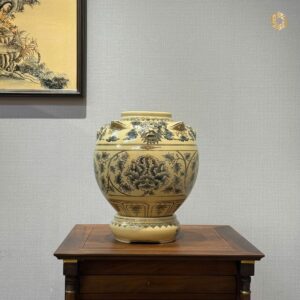 Bình Trấn Bảo Vẽ Vàng 24K Gốm Chu Đậu H27